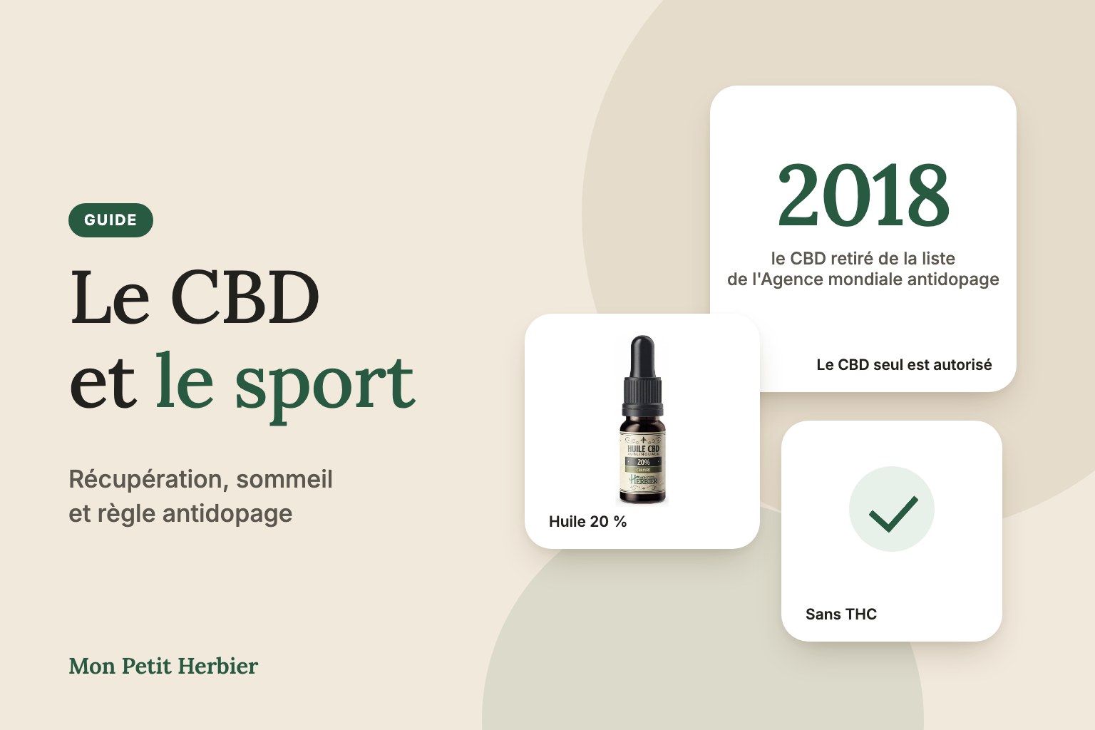Guide : le CBD et le sport, le CBD seul retiré de la liste de l'Agence mondiale antidopage en 2018, huile CBD 20 % sans THC