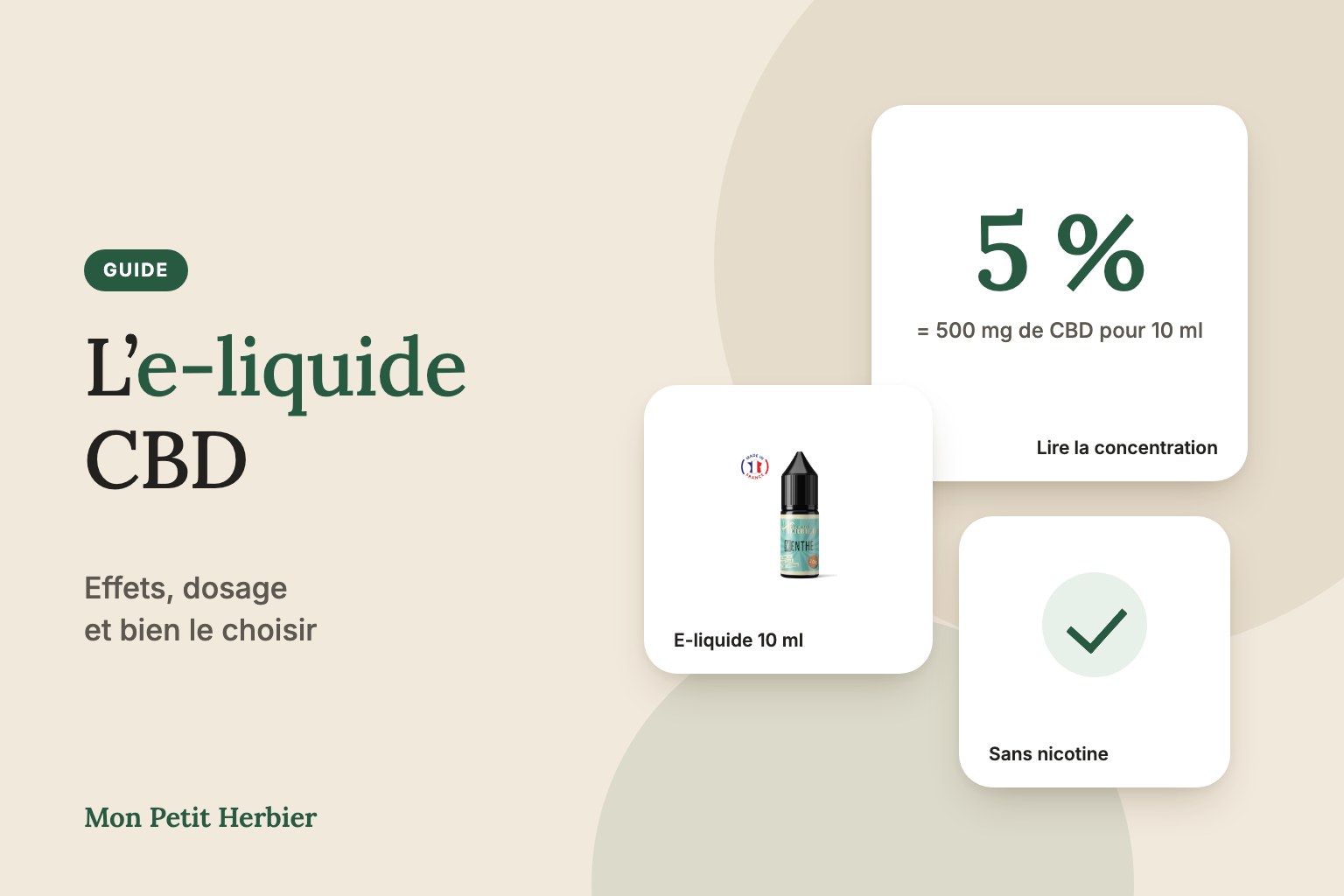 Guide : l'e-liquide CBD, 5 % égale 500 mg de CBD pour 10 ml, flacon d'e-liquide, sans nicotine