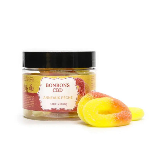 Bonbons CBD 22,5mg anneaux pêche - Mon Petit Herbier