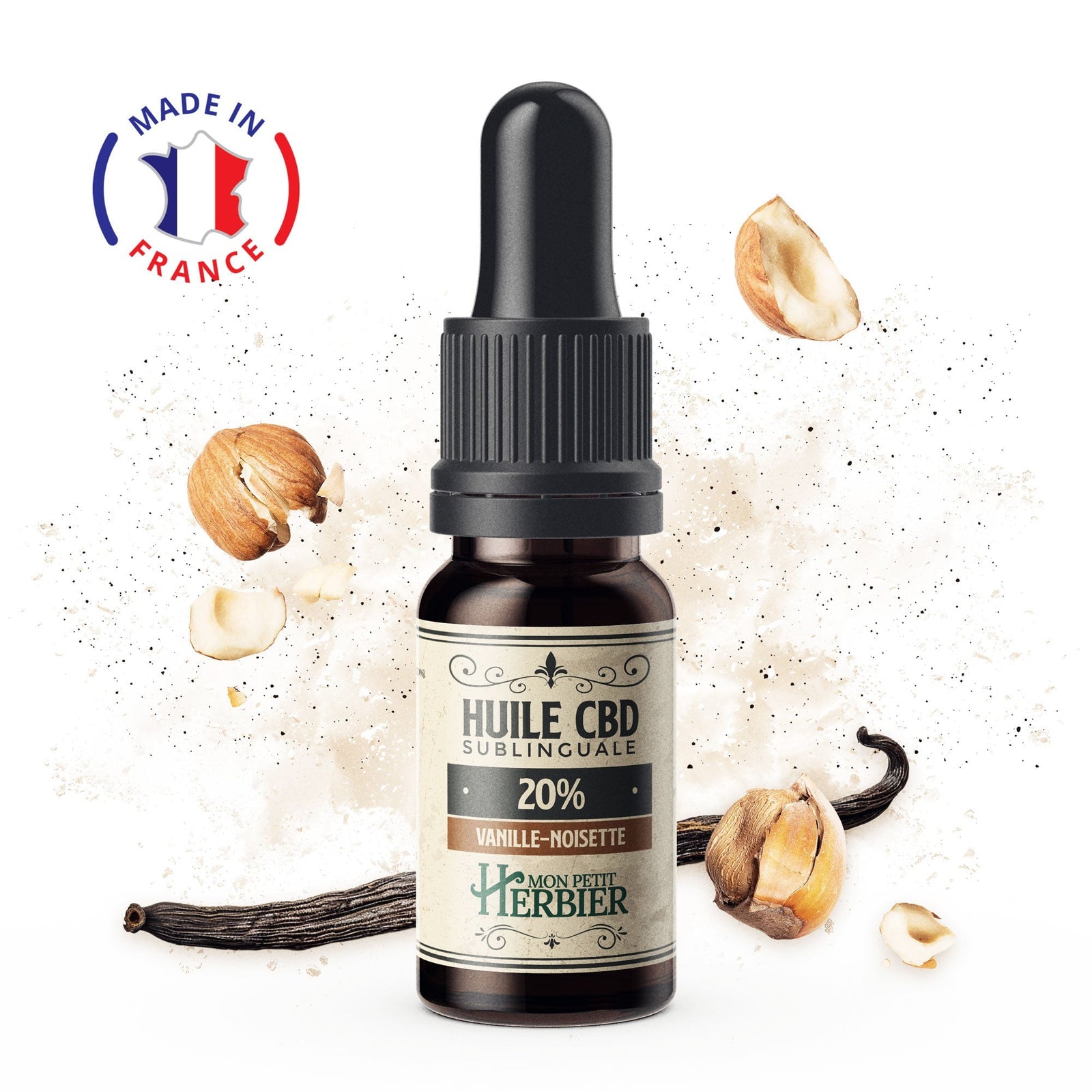 Pipette avec goute d'huile CBD 20% Vanille et Noisette - Mon Petit Herbier