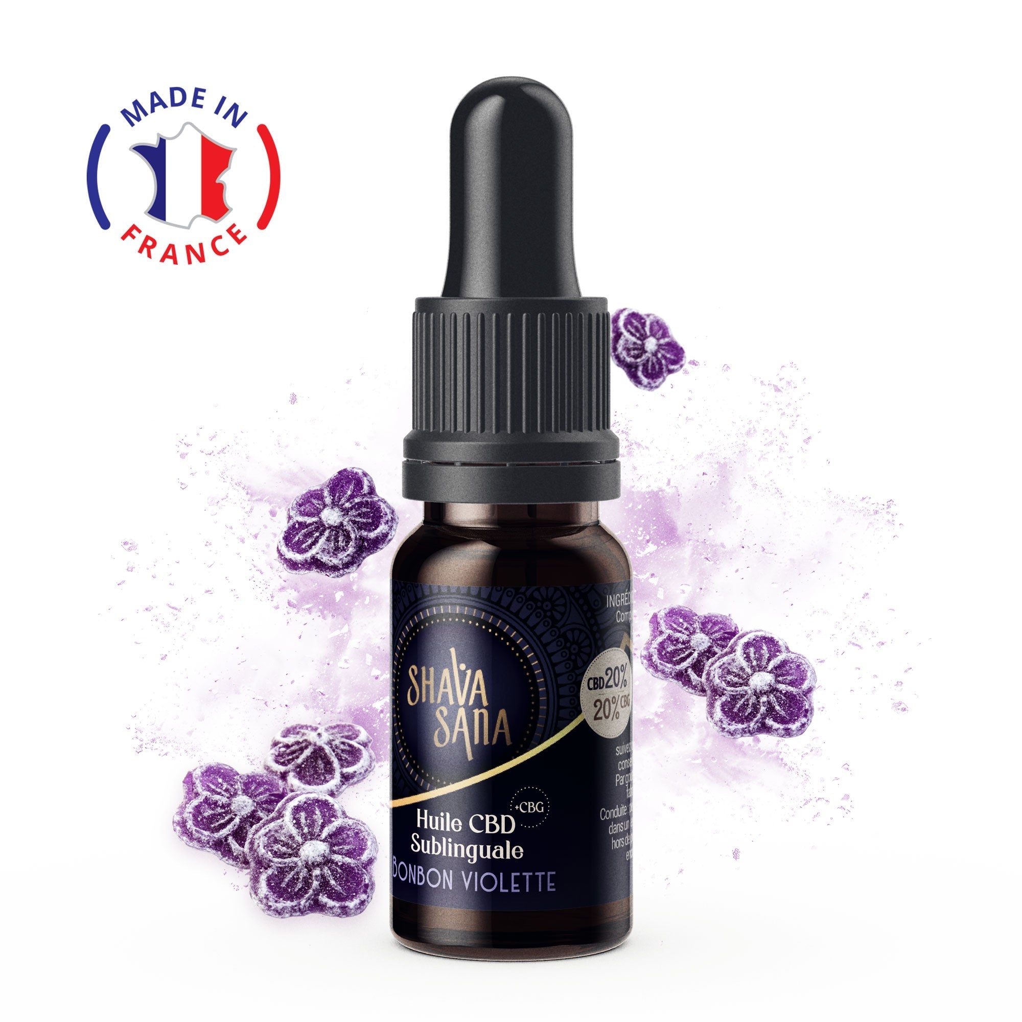 Huile CBD 40% Bonbon Violette Full Spectrum - Shava Sana - Mon Petit Herbier