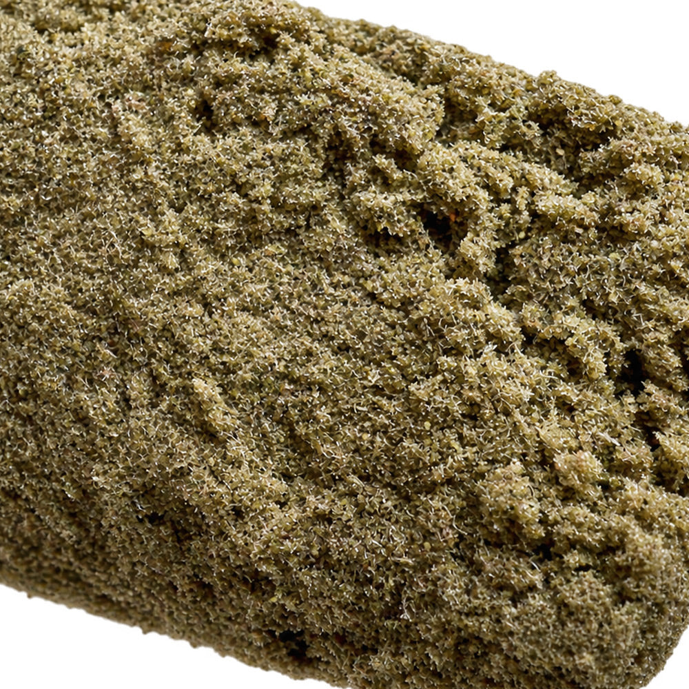 Pollen CBD Dry Blue Blood - 3g, texture du pollen en gros plan
